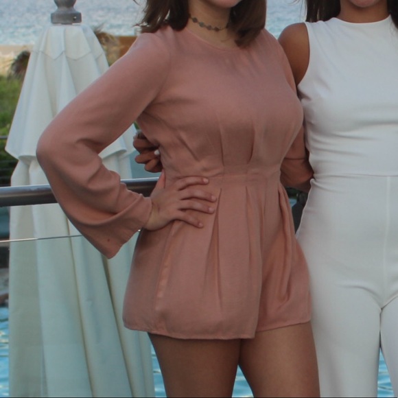 Long Sleeve nude Romper - Picture 2 of 6
